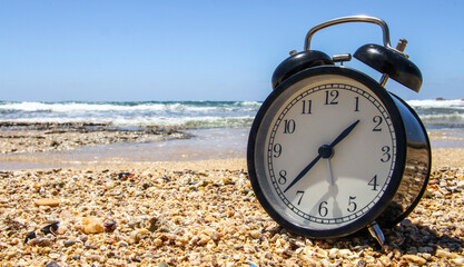 clock on the beach, Time for vacation