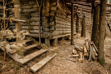 old abandoned village, ancient wooden house