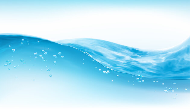 Transparent vector water splash and wave on light background. Design of natural, organic products. Eps 10