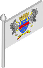 Vector Isometric Illustration of Flagpole with Saint Barthelemy Flag