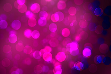 Abstract dark blue gradient pink purple background texture with glitter defocused sparkle bokeh circles and glowing circular lights. Beautiful backdrop with bokeh light effect.