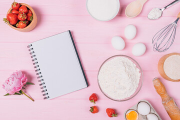 Flat lay composition empty notebook