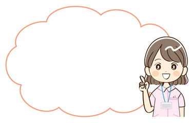 女性、看護師、吹き出し