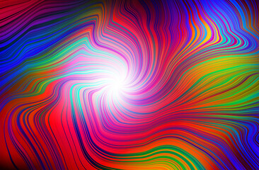 Colorful abstract rainbow stripes, lines, irregular screwed, twisted swirling pattern