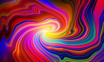Colorful abstract rainbow stripes, lines, irregular screwed, twisted swirling pattern