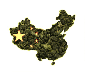 Map of China on a background of Milk Oolong Tea. Background for greeting cards on holidays. The day...