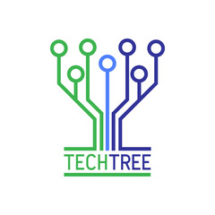 technology tree logo on white background. vector illustration