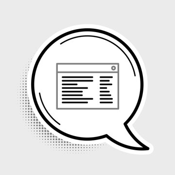 Line Software, web developer programming code icon isolated on grey background. Javascript computer script random parts of program code. Colorful outline concept. Vector.