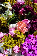Beautiful multicolored flowers (artificial bouquet)