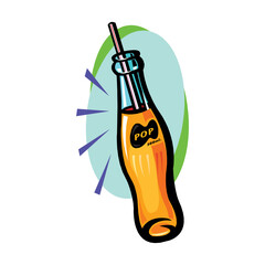 Soda orange juice bottle vector illustration isolated on white background. Orange juice drink vector cartoon.