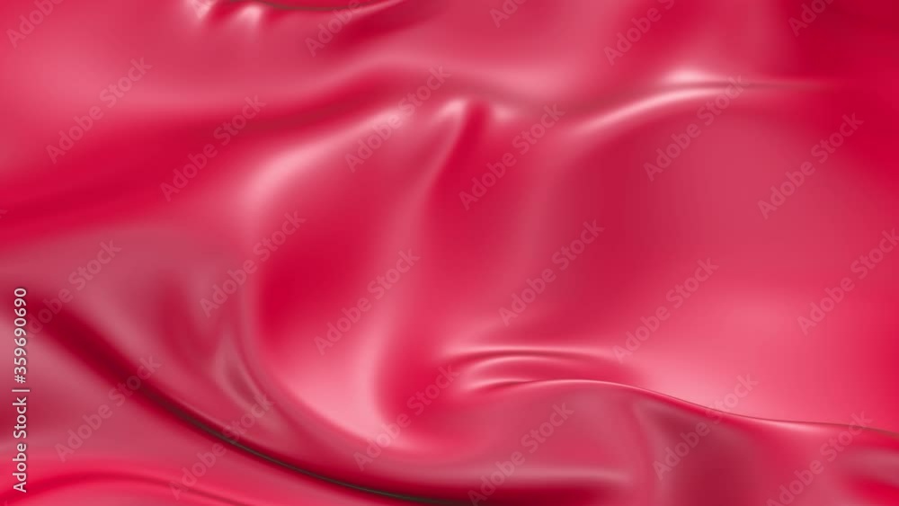 Poster 4k 3d soft animation of wavy red cloth surface that forms ripples like in fluid surface or the folds