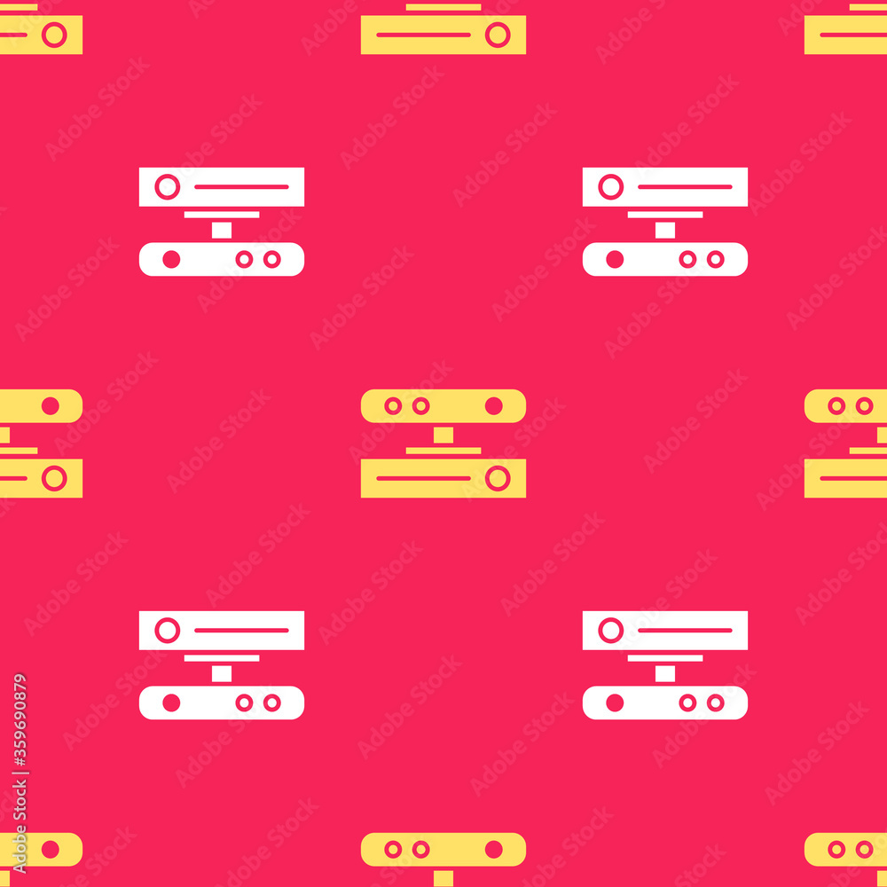 Poster yellow motion sensor icon isolated seamless pattern on red background. vector illustration.