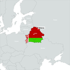 Map of Belarus with flag fill