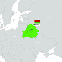 Map of Belarus with flag