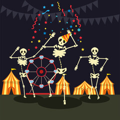 Fototapeta na wymiar dancing skeleton on the move. vector illustration