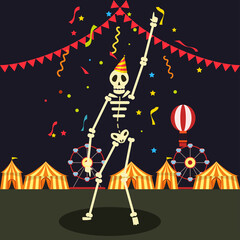 Fototapeta na wymiar dancing skeleton on the move. vector illustration
