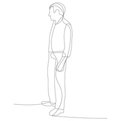 vector, isolated, continuous line drawing man, guy, sketch