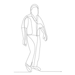 Fototapeta na wymiar vector, isolated, drawing a continuous line a man is walking
