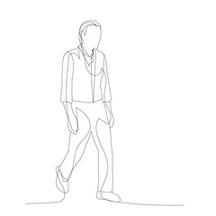 vector, isolated, drawing a continuous line a man is walking