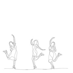  line drawing of a girl jumping, sketch