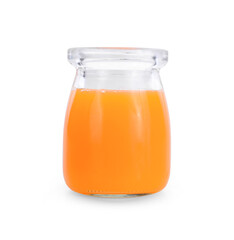 Orange juice bottle on white background