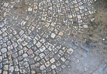 The street of Paris, some cobbles at Robineau street, Paris 20th district.