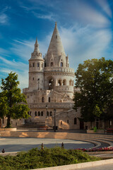 Budapest City, Castle District (Várnegyed)  at the  
Fisherman's Bastion with a beautiful morning...