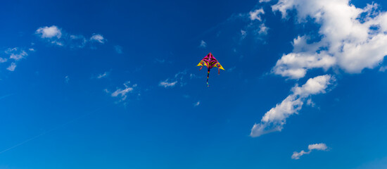 Obraz na płótnie Canvas Kite in the sky with clouds