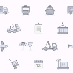 Delivery - Vector color background (seamless pattern) of shipping, service, transportation, logistics for graphic design