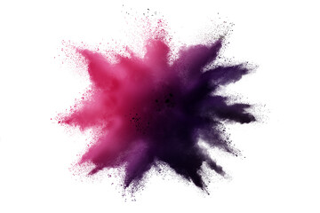 Abstract purple powder on white background. holi festival.