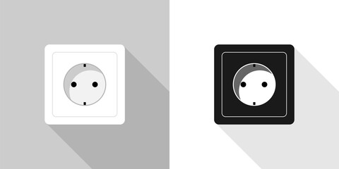 Power socket. White and black power socket, vector icons. Power socket, isolated. Vector illustration