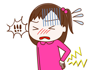 腰を痛めて辛い少女