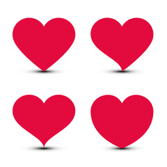 Red Hearts. Vector Heart Icon Isolated.