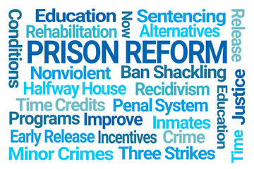 Prison Reform Word Cloud on White Background