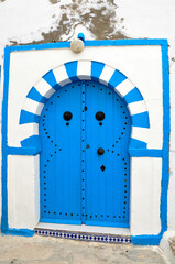 Traditional old painted door in Sidi Bou Said, Tunisia.