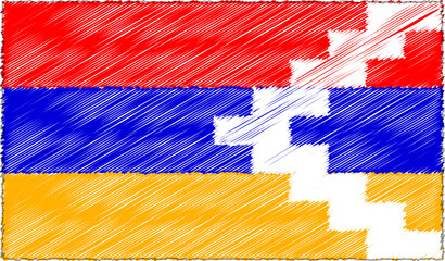 Vector Illustration of Sketch Style Artsakh - Nagorno-Karabakh Flag