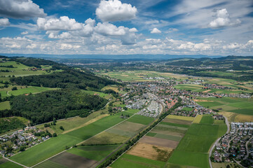 aerial view of Belp seen from Gürbetal