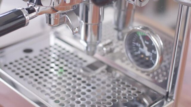 Double shot of espresso coffee extraction.