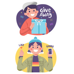 boy girl pose for giveaway gift like and share love