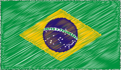 Vector Illustration of Sketch Style Brazil Flag