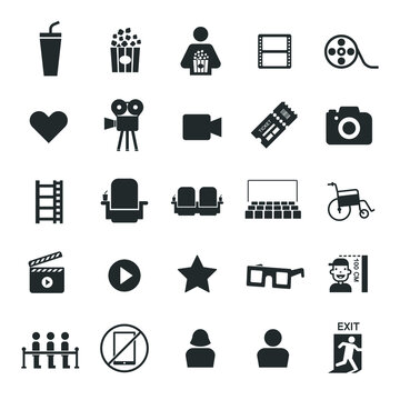 movie theater related icon set