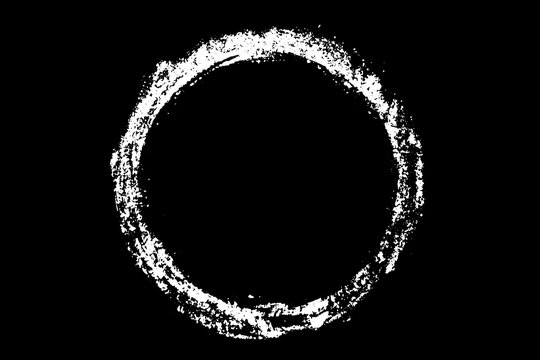 White chalk hand drawing as circle shape on black background (vector)