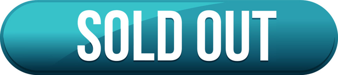 Sold out Button. Blue eps10 Vector Badge.