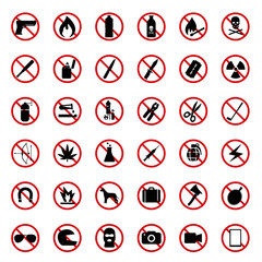 prohibit sign, dangerous  object icon set