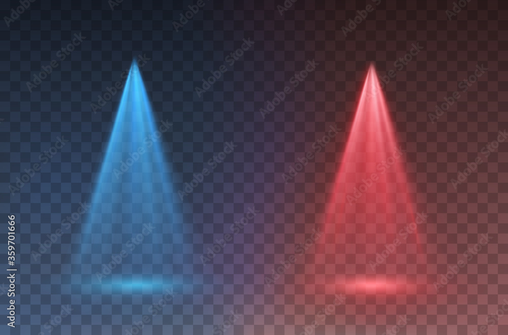 Wall mural light scanner or laser effect. glow vs stage rays isolated on transparent background. vector red ver