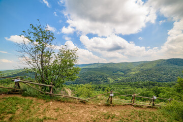 Fototapeta na wymiar The Eagle Battlefield (serbian: Orlovo bojiste) is a former quarry. Panorama of Mount Fruska Gora