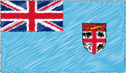 Vector Illustration of Sketch Style Fiji Flag