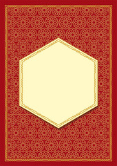 Golden Islamic pattern and borders. Traditional oriental graphic style. A4, A3 size. Pattern brush is included in brushes panel. Sample is included in swatch panel.