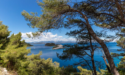 Panoramic view scenery on island Mljet, Croatia,Sapulnara, Veliki Skolj