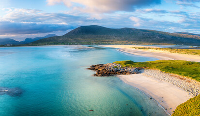 Beautiful Luskentyre beach from Seilebost on the Isle of Harris - Powered by Adobe